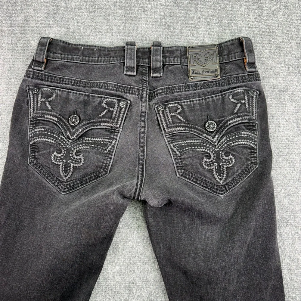 Rock Revival Jeans Mens 34 (Fits 36x30) Faded Black Triton Slim Straight Stretch